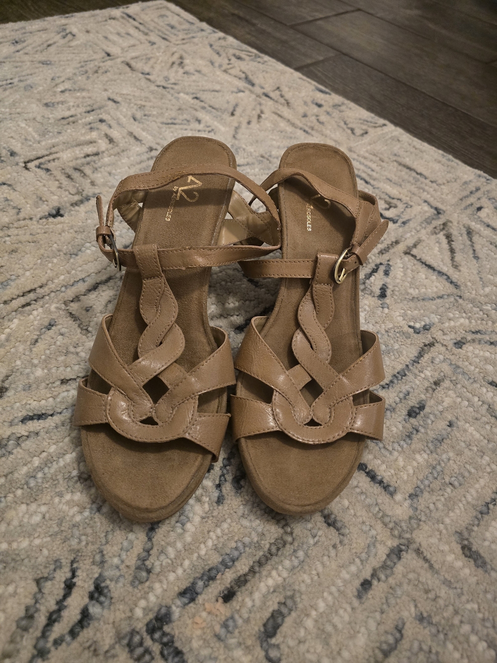 Women's Tan Braided Strap Sandal Wedge - A2 BRAND